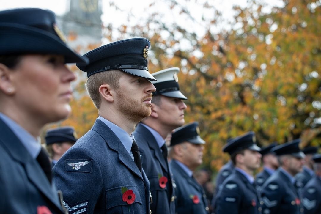 Photo: RAF Brize Norton aviators joined 614 (County of Glamorgan) Squadron, Royal Auxiliary Air Force for their Act of Remembrance